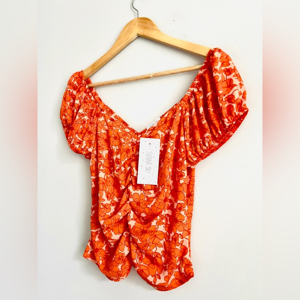 Sienna Sky Orange Ruched Ruffled with Zipper - Picture 2 of 5